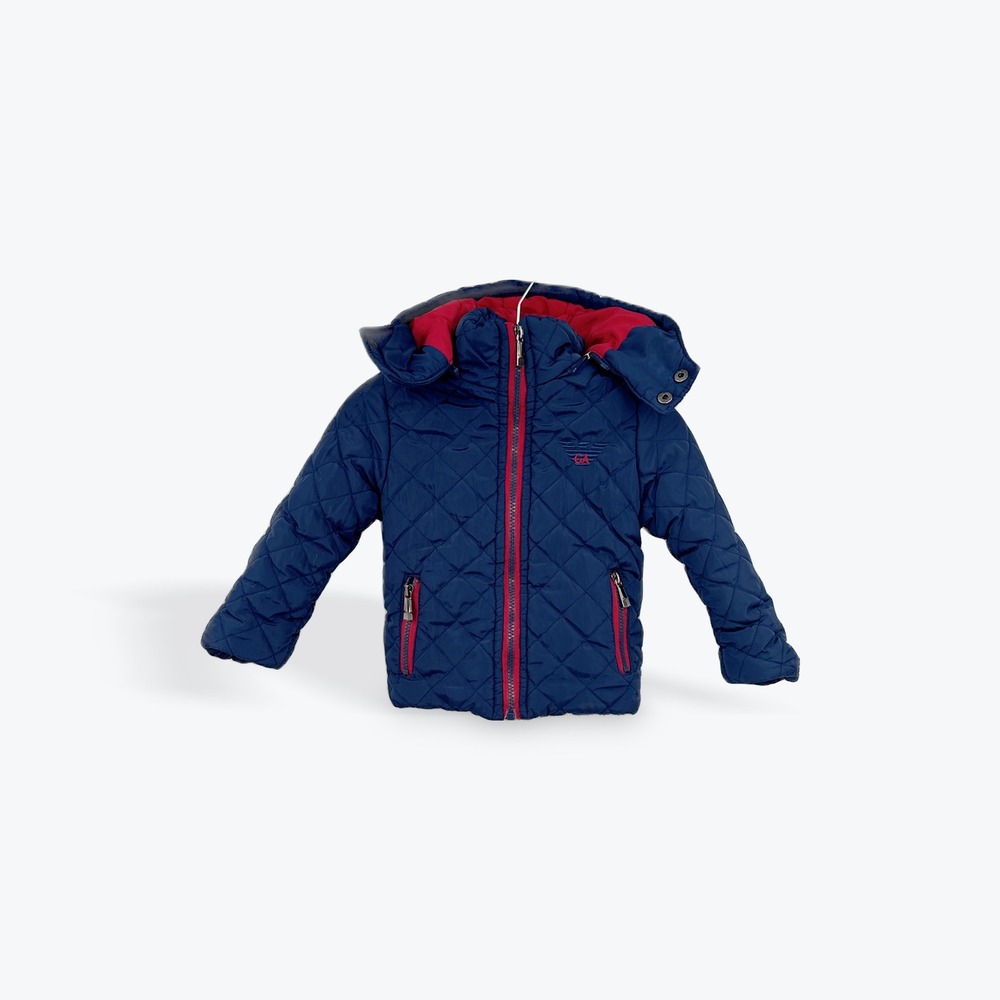 Giorgio‎ Armani Kids Navy Blue Quilted Hooded Puffer Jacket Size 4